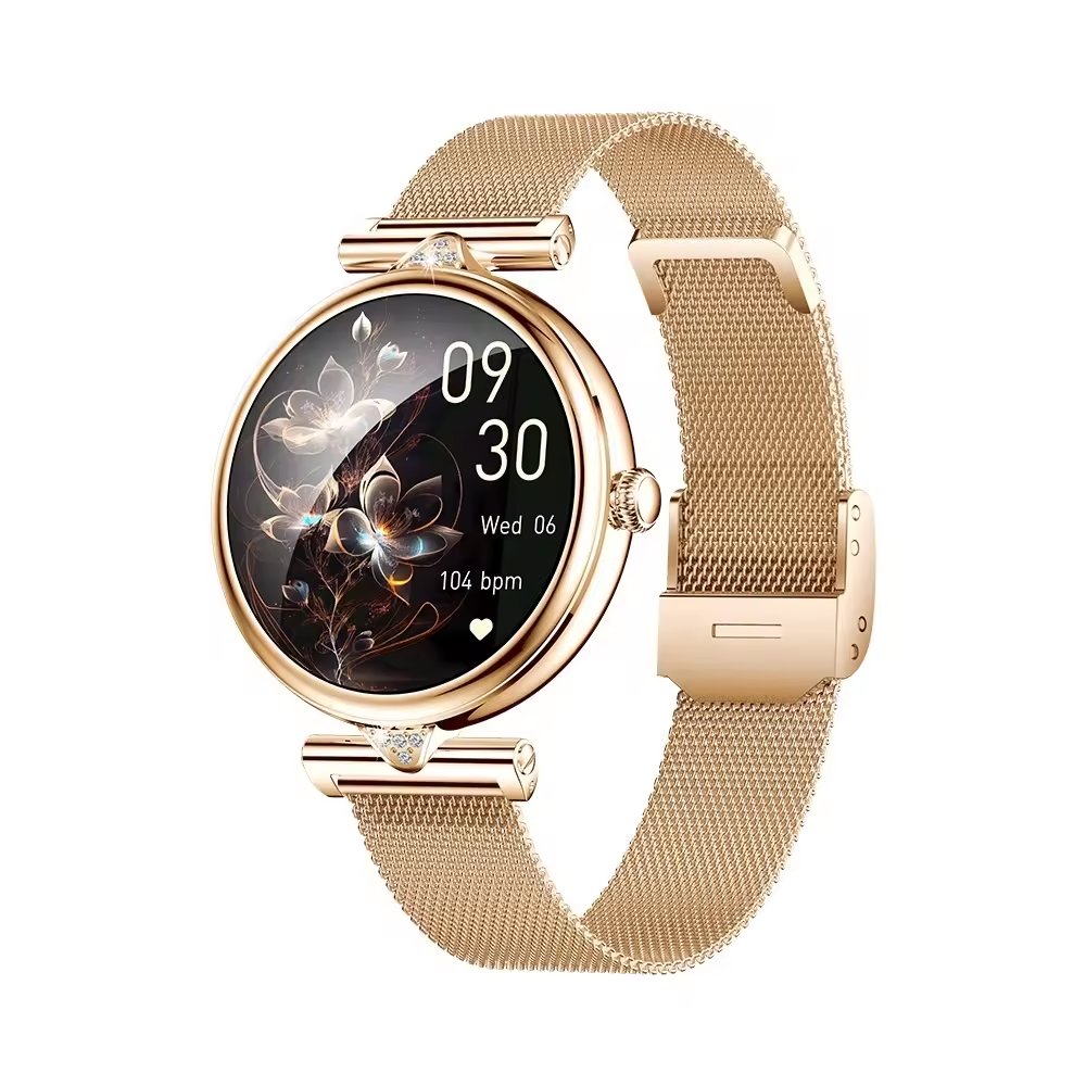 Fashion Luxury AK73 Lady Gold Steel Smart Watch 1.28inch BT Call Women IP68 Waterproof inteligente Smartwatch