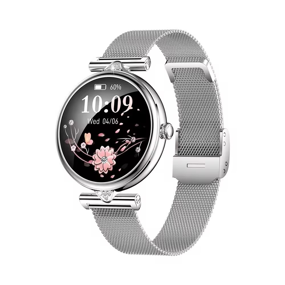 Fashion Luxury AK73 Lady Gold Steel Smart Watch 1.28inch BT Call Women IP68 Waterproof inteligente Smartwatch