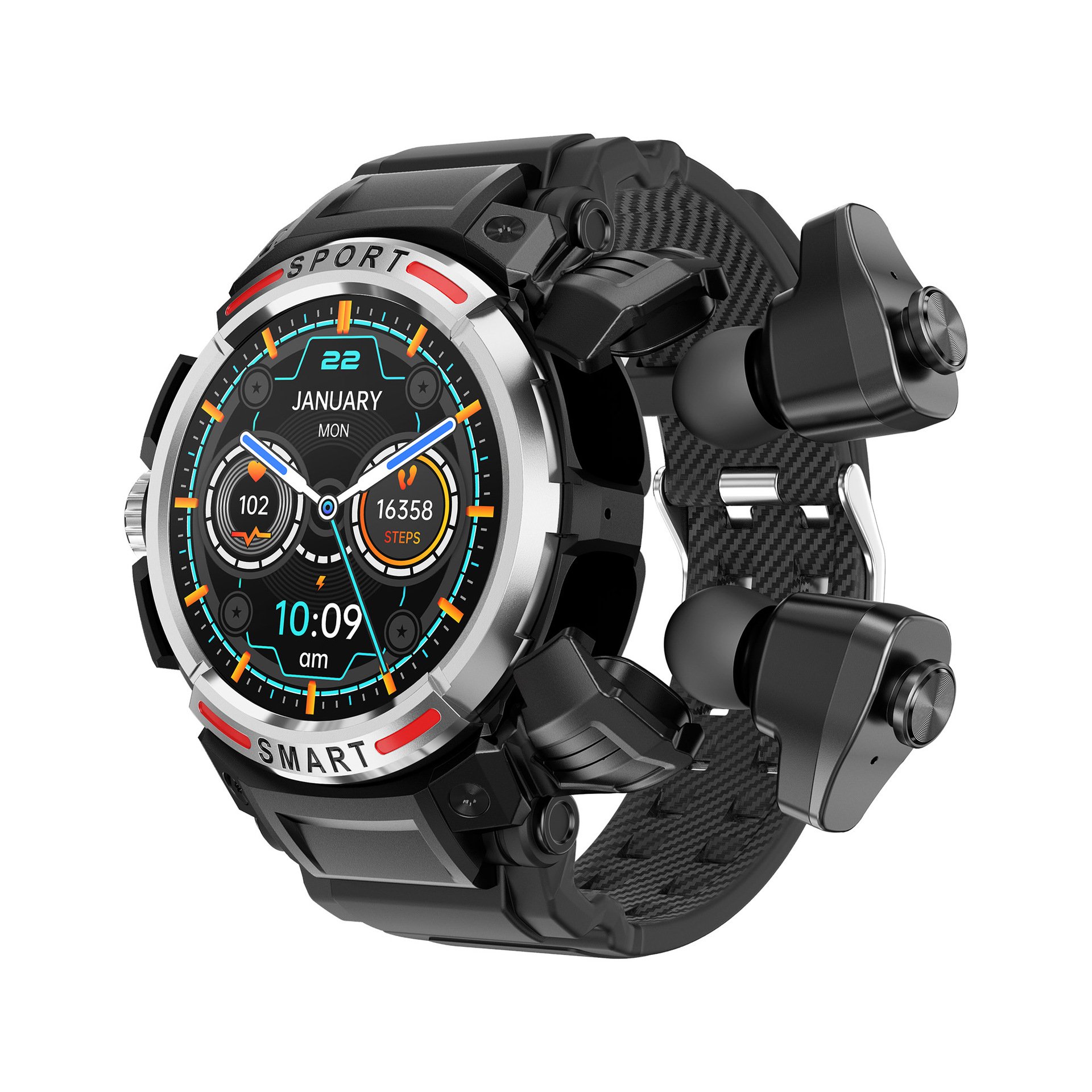 2023 Newest GT100 Smartwatch 1.43" AMOLED Screen Smart Watch 2 in 1 Earphones IP67 Waterproof Fitness Men Smart Watches