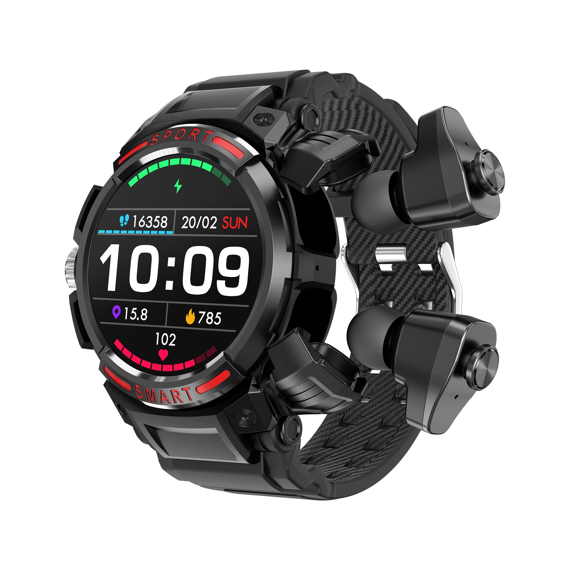 2023 Newest GT100 Smartwatch 1.43" AMOLED Screen Smart Watch 2 in 1 Earphones IP67 Waterproof Fitness Men Smart Watches