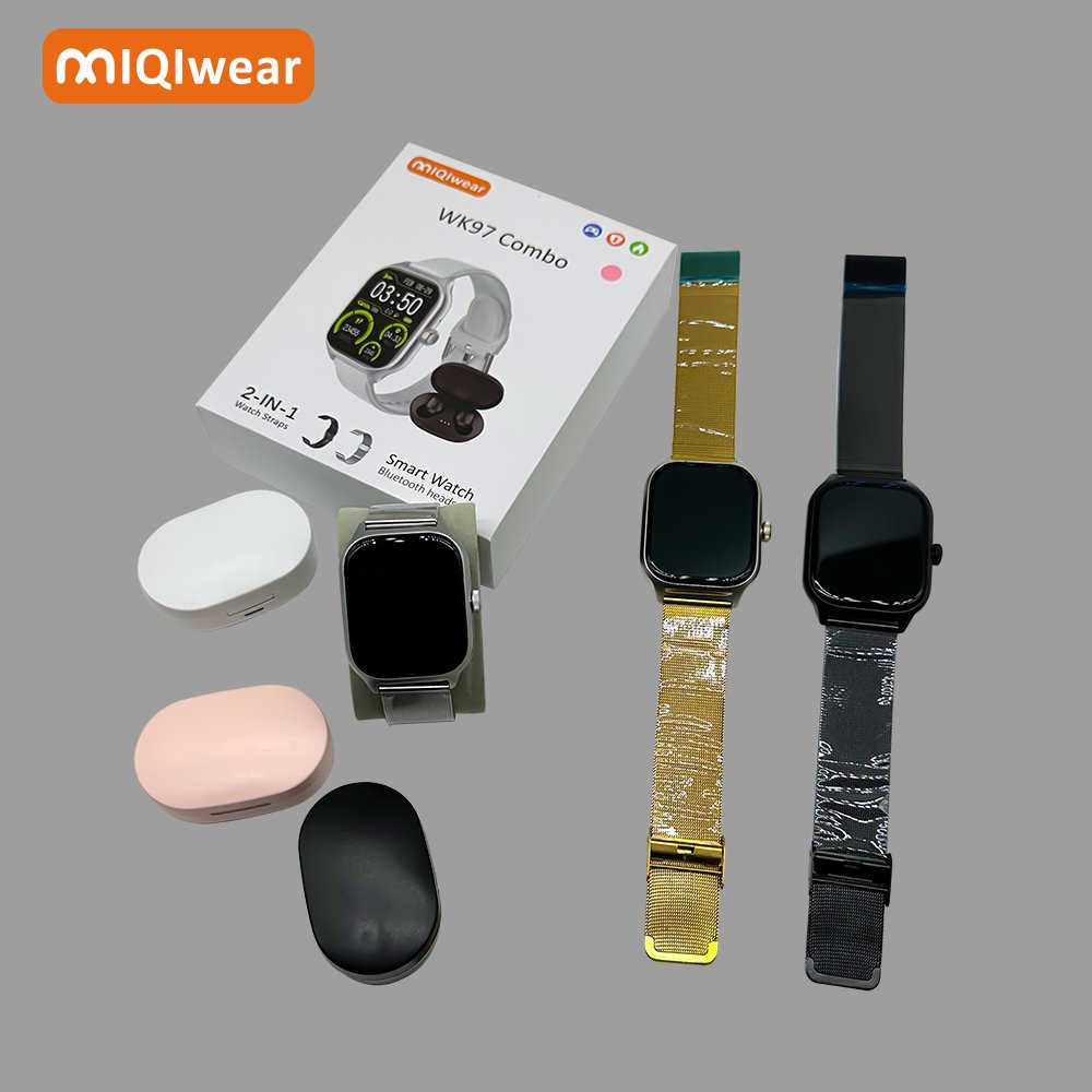 wk97 combo Kit 2in1 Smart Watch 2.3inch Sports Headset Pedometer Information Reminder Smart watch Bracelet PK T55 Pro Max
