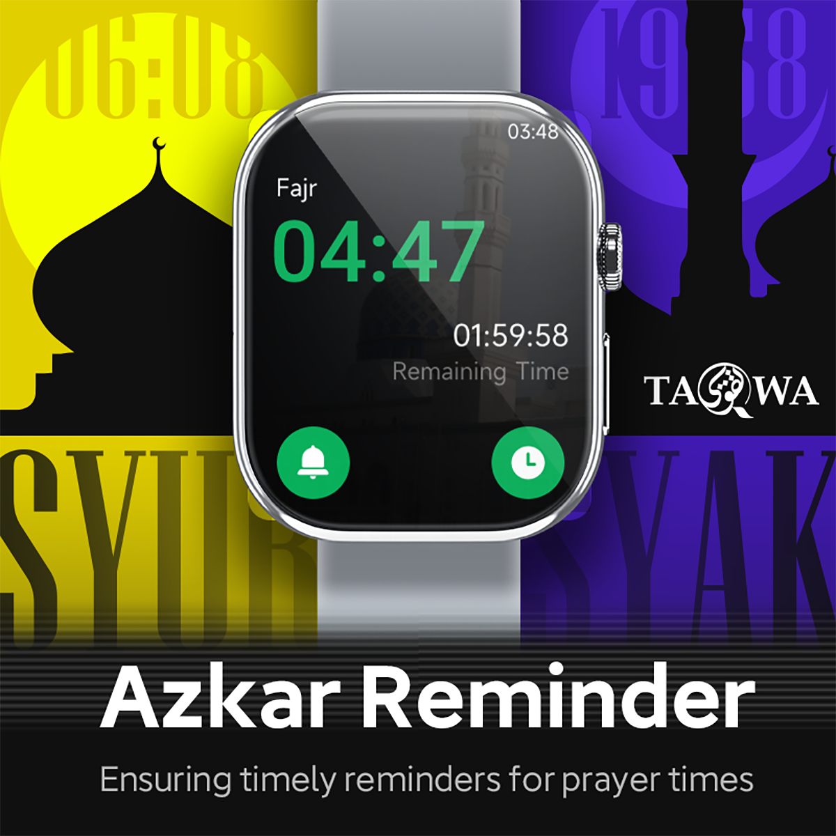 TAQWA Quran Smart Watch 2024 IP68 Waterproof 100+ Customized Wallpapers SmartWatch Health Monitoring Bluetooth Call