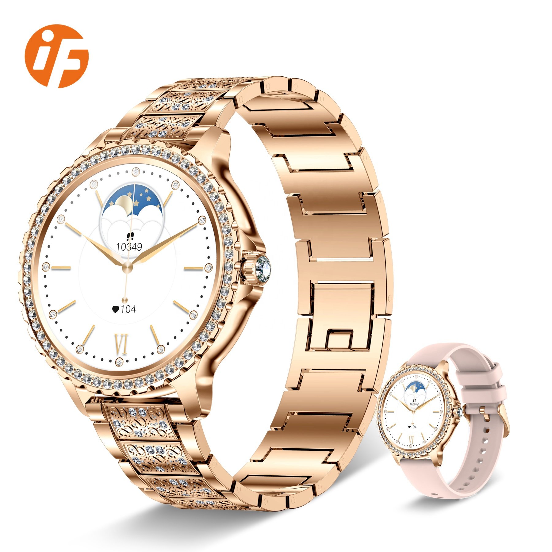 INNOFOVO i58 girls women gold diamonds smart watch gift set for ladies women