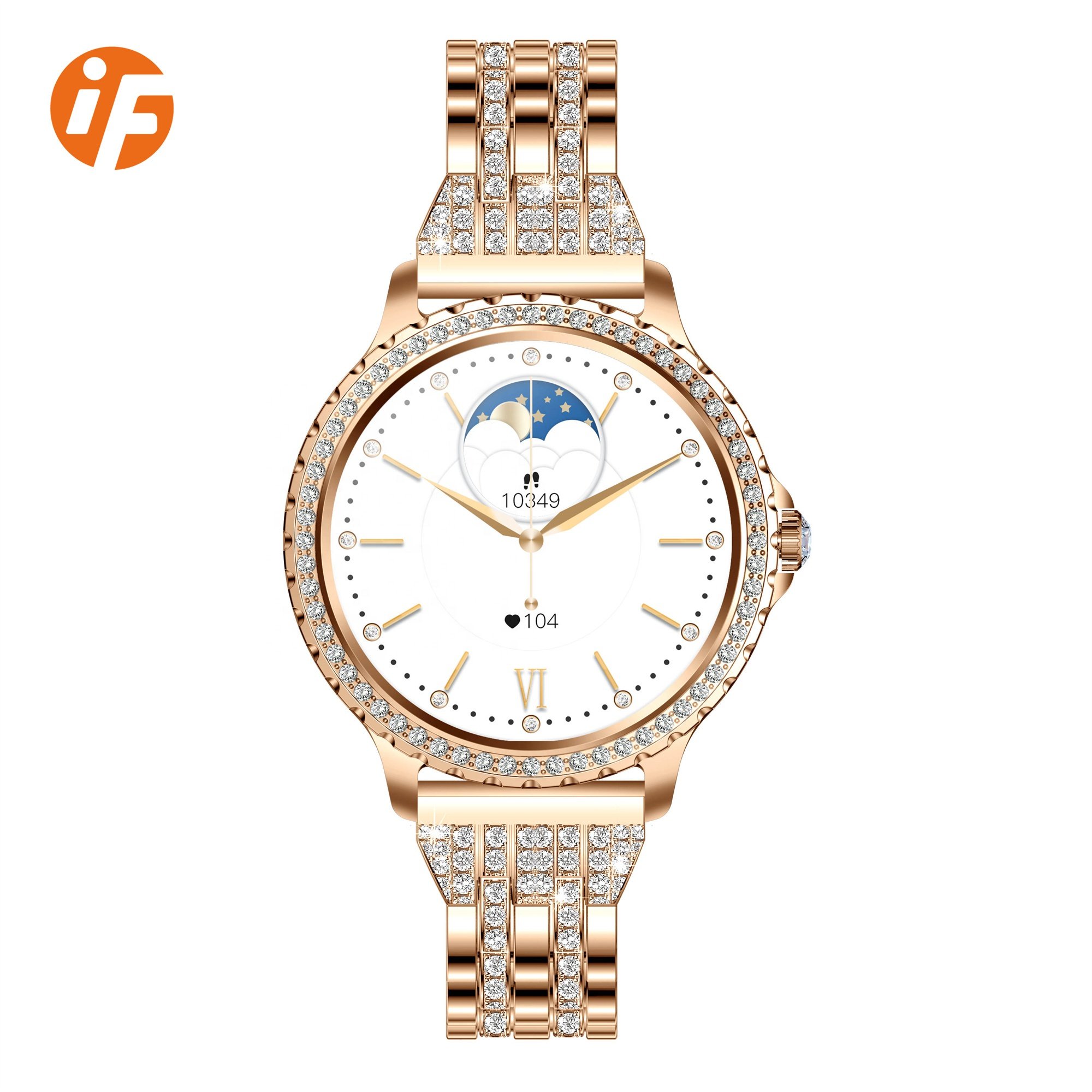 INNOFOVO i58 girls women gold diamonds smart watch gift set for ladies women