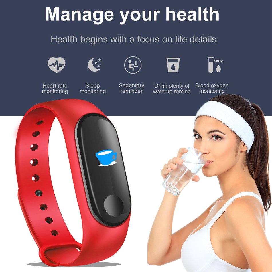 Men M3 Plus Smart Watch Heart Rate Blood Pressure Health Waterproof SmartWatch Women BT Watch Wristband Fitness Tracker
