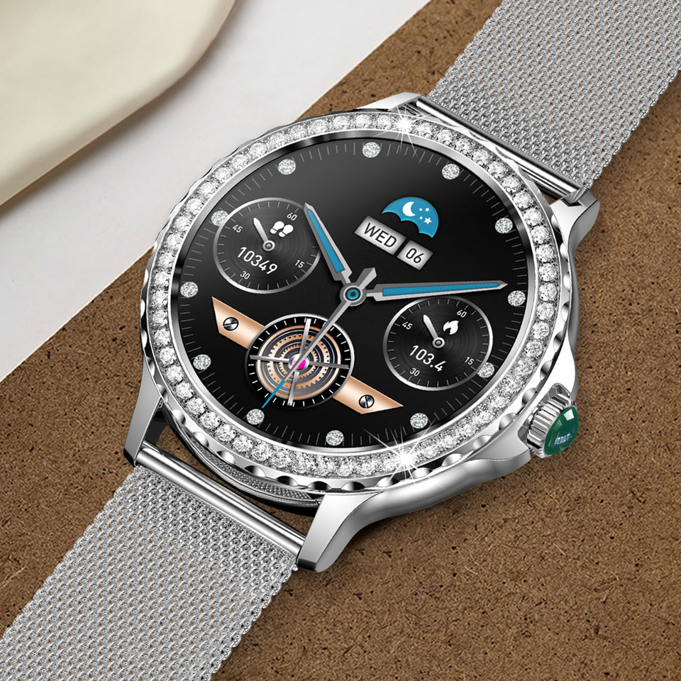 Flyrabbit New Heart Rate Android IOS BT Call NX19 Women ladies smart watch 2024 with Enlish Spanish Polish Dutch Czech Italian