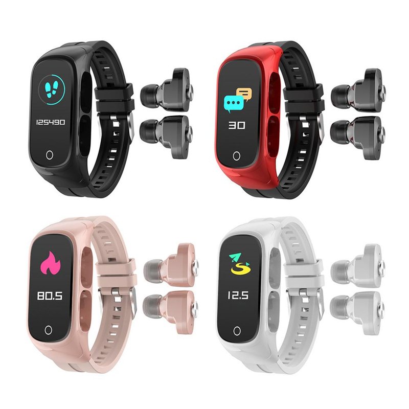 N8 Smart Watch Waterproof Ipx7 earbuds Earphone Stereo Wireless Headphone With Heart Rate Monitor TWS Headset 2 in 1 Smartwatch