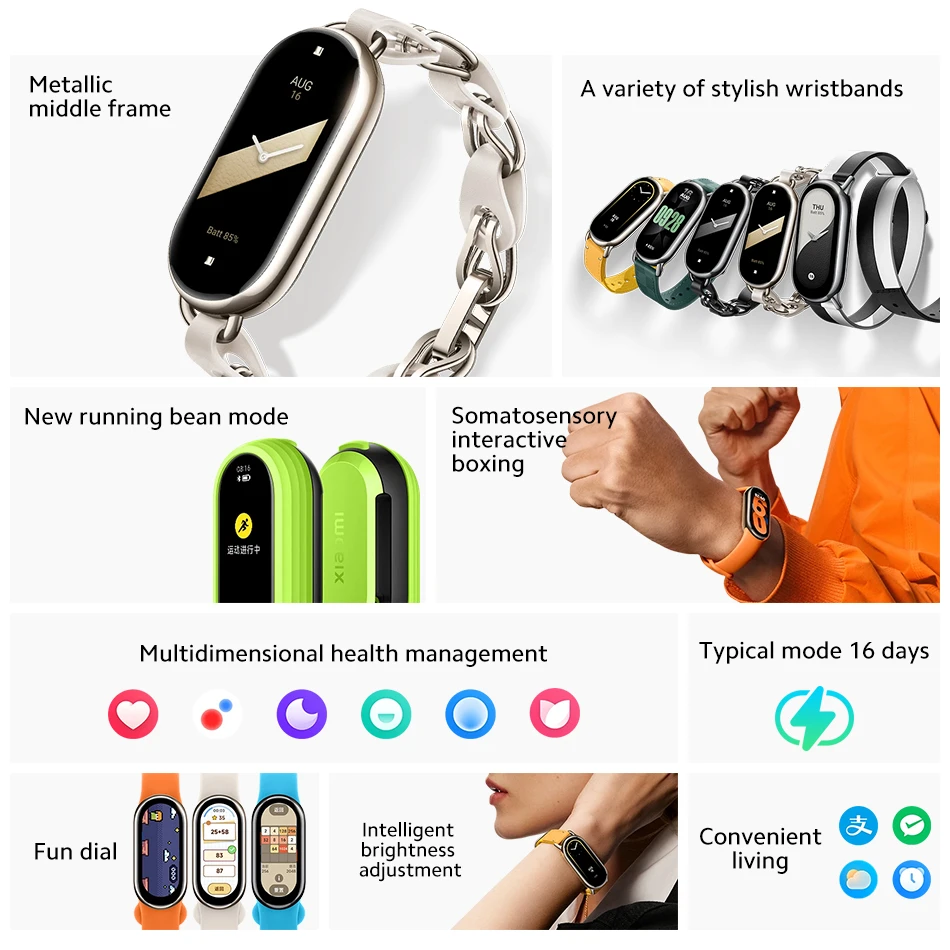 Original Xiaomi Mi Band 8 1.62 Inch Amoled Screen Smart Watch Mi Band 8