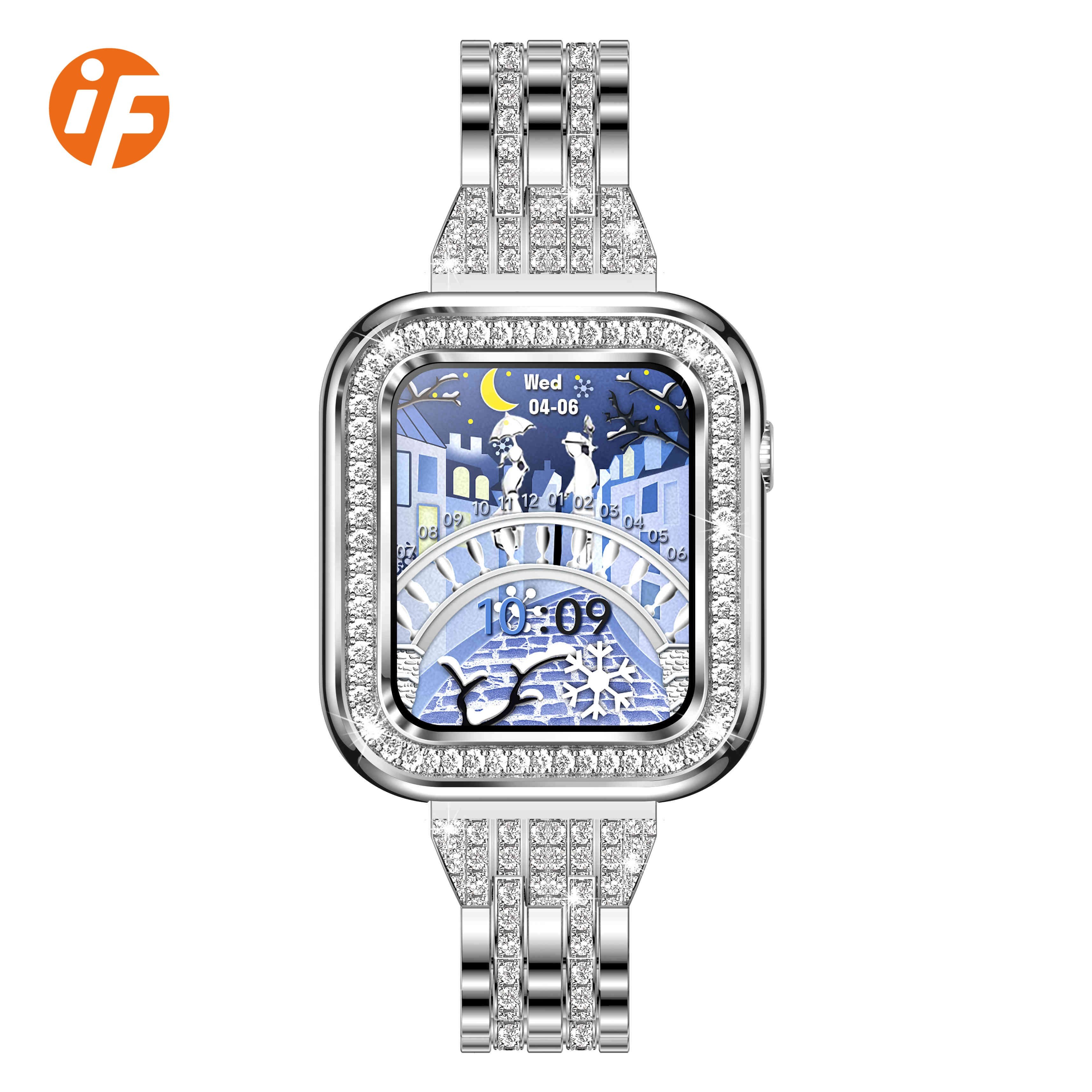 INNOFOVO i78 stainless steel band smartwatch with diamonds smart watch for women