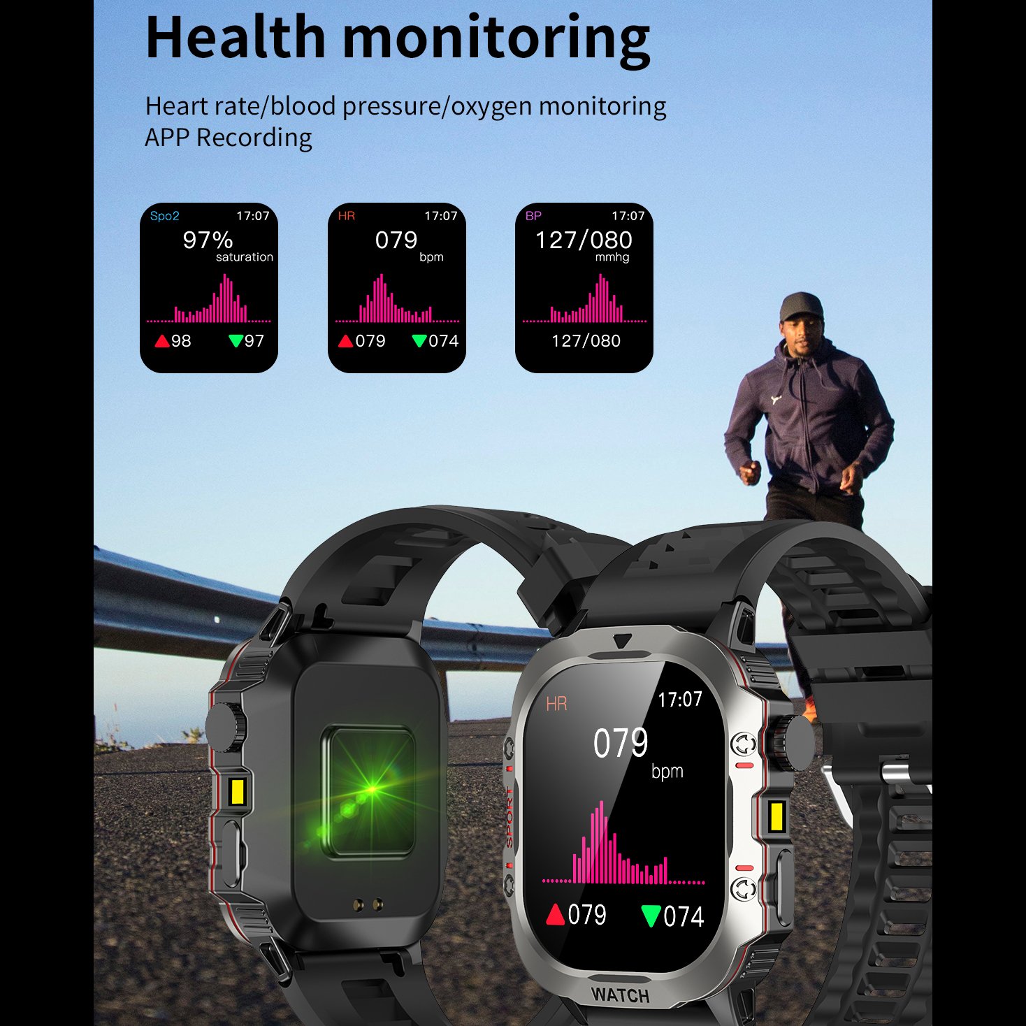 2.01'' HD Outdoor LED Flashlight Sports Smartwatch 2024 Health monitor Reloj inteligente BT Call Fitness tracker Smart watch