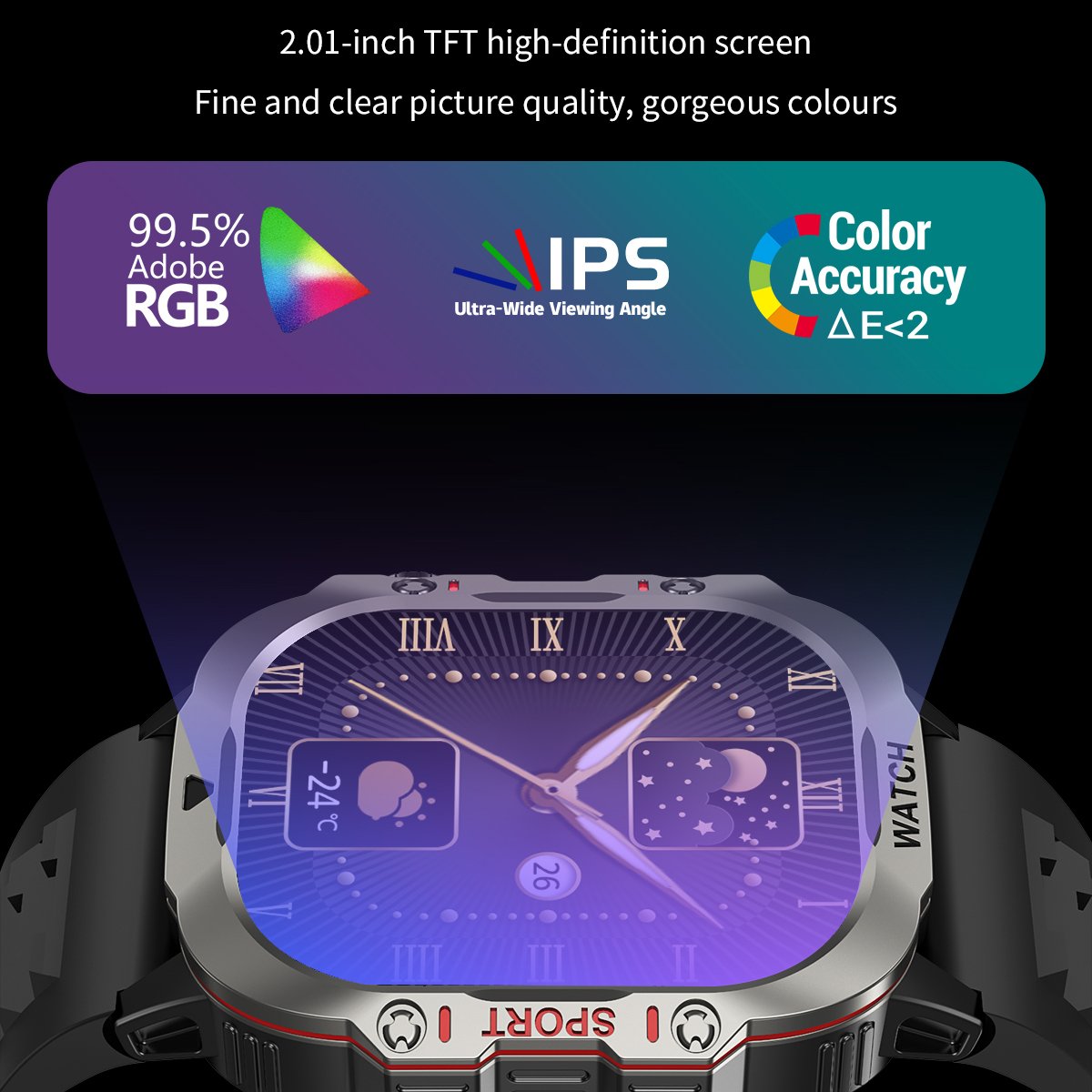 2.01'' HD Outdoor LED Flashlight Sports Smartwatch 2024 Health monitor Reloj inteligente BT Call Fitness tracker Smart watch