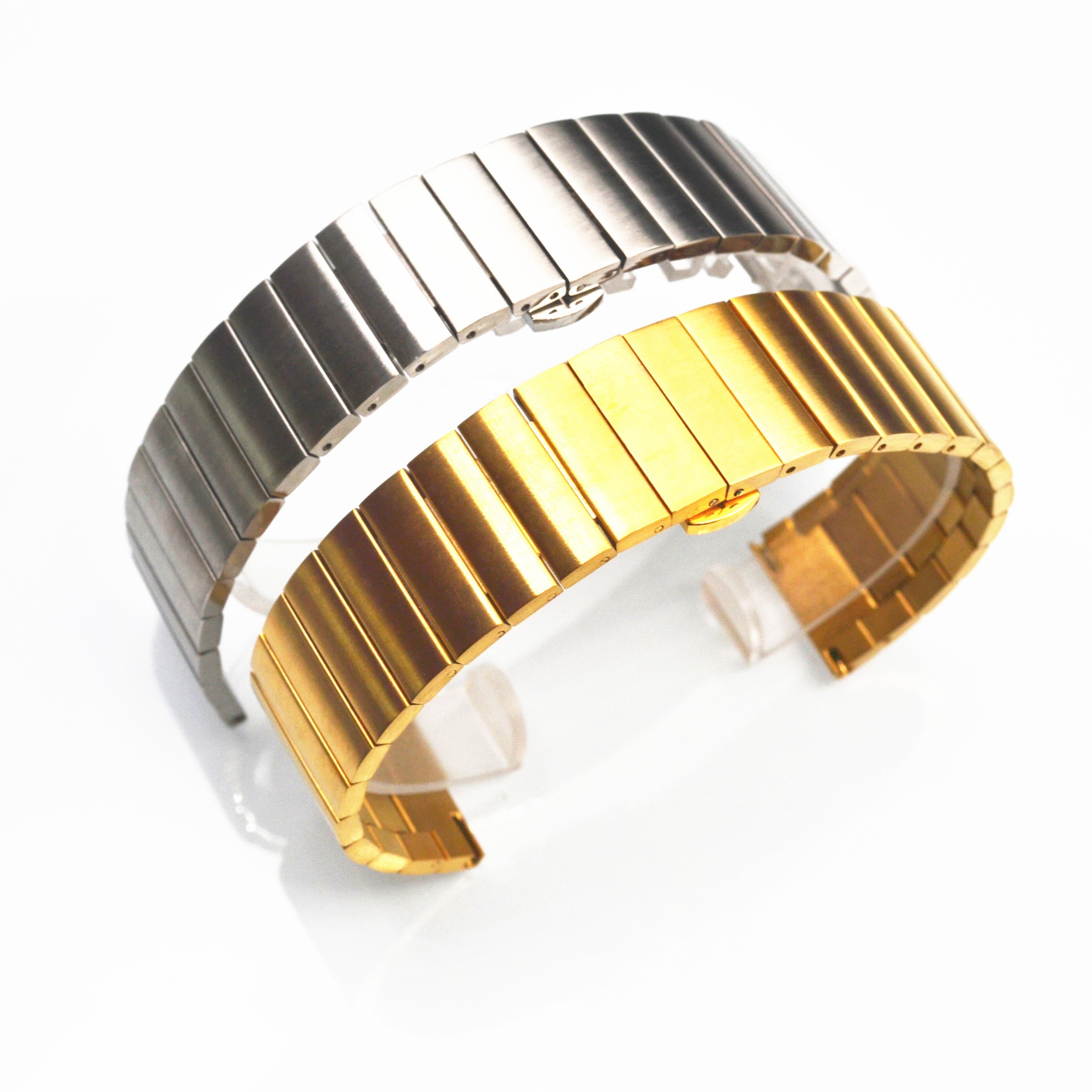 Hot selling 16 18 20 22 mm butterfly lock solid metal promotional wristbands for smart watch bands with quick release