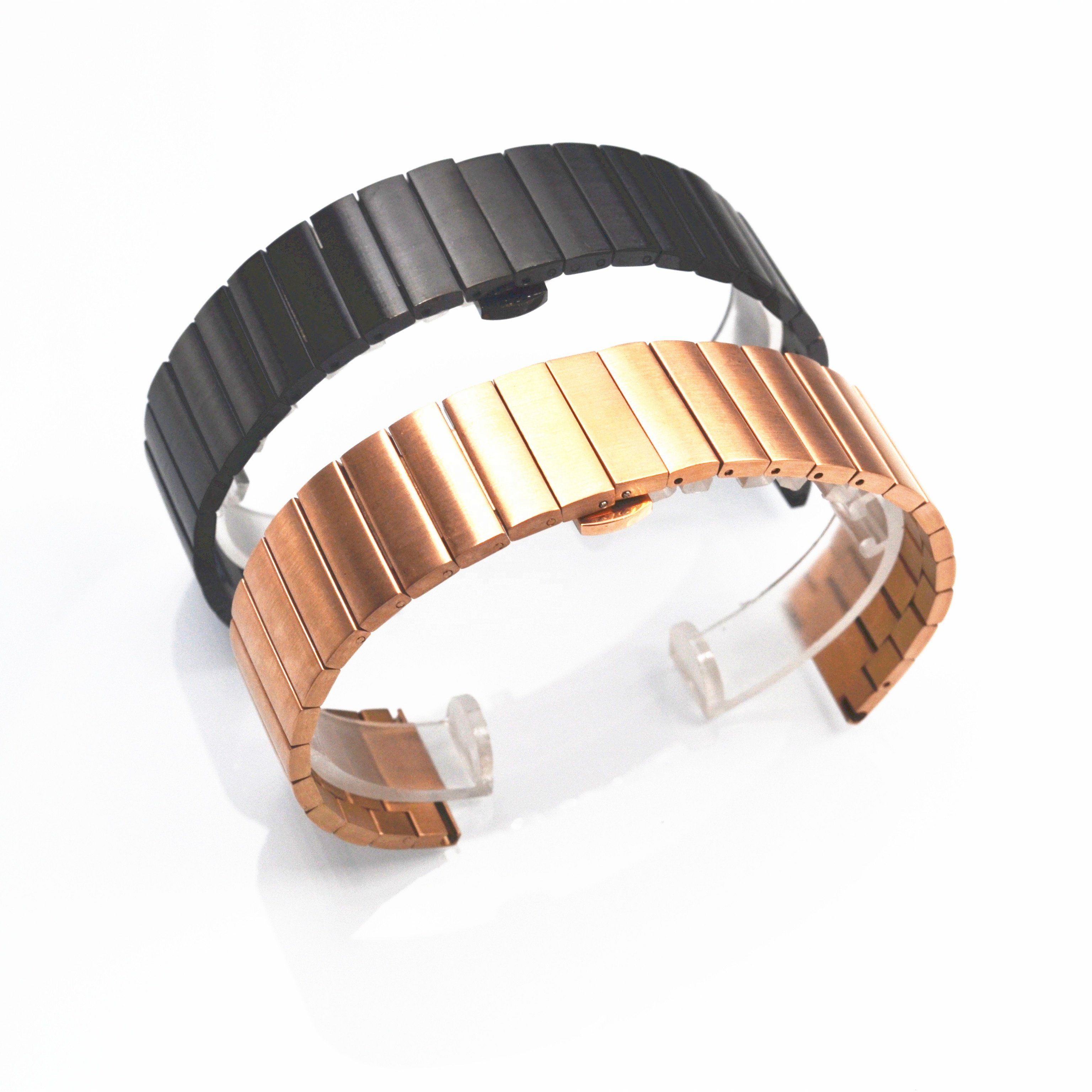 Hot selling 16 18 20 22 mm butterfly lock solid metal promotional wristbands for smart watch bands with quick release
