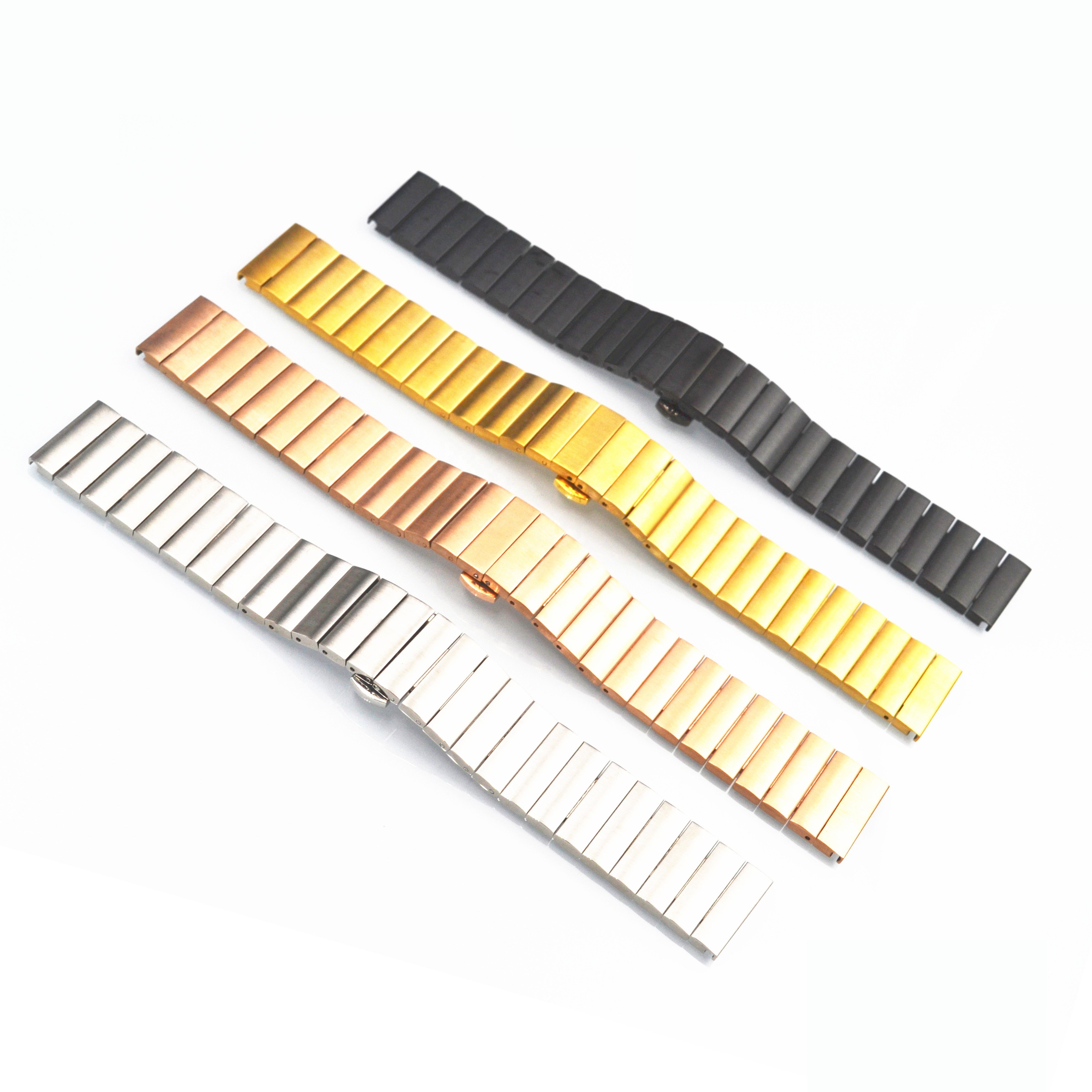 Hot selling 16 18 20 22 mm butterfly lock solid metal promotional wristbands for smart watch bands with quick release
