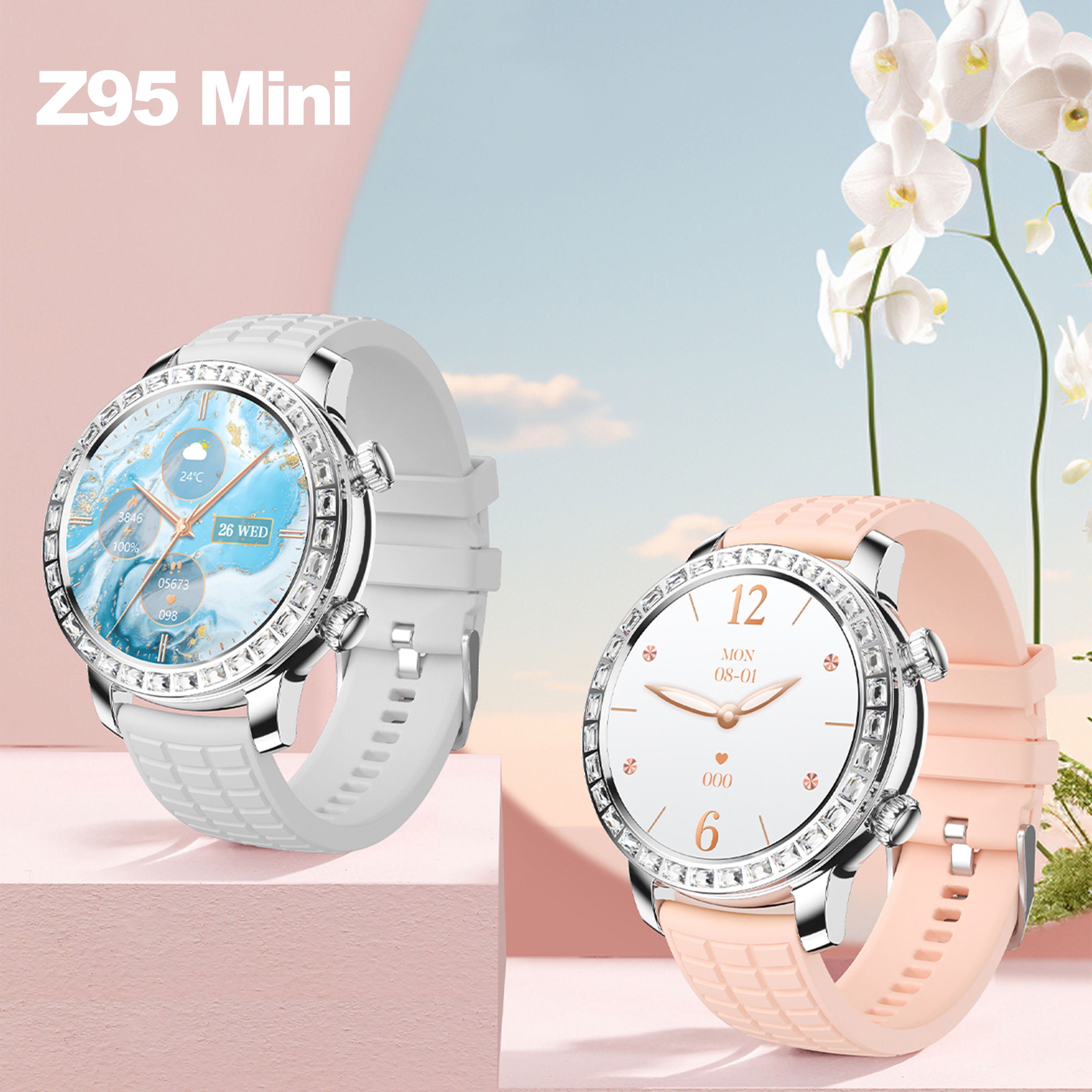 2024 New Lady Smart Watch Z95 Mini AMOLED OEM ODM Private Custom Logo Reloj Ladies Women Health IP68 Z95Mini Round Smartwatch