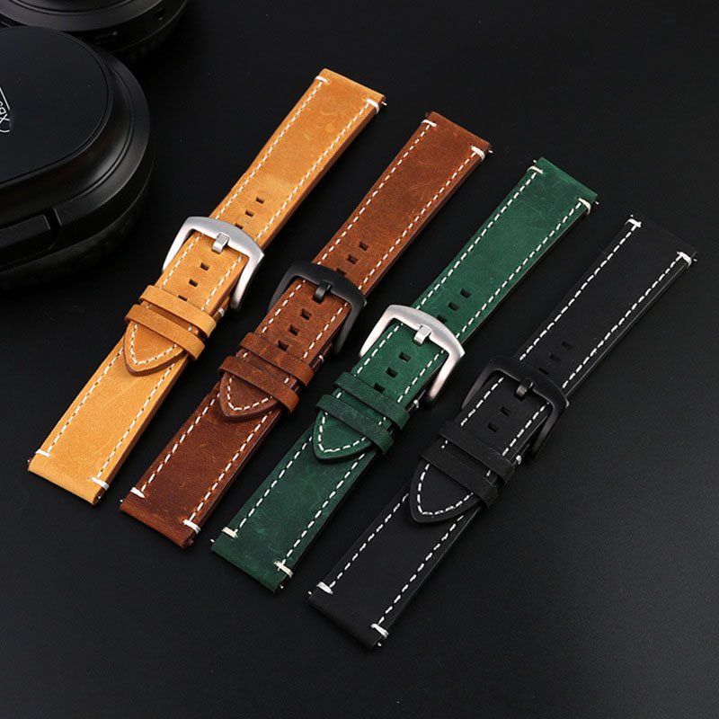 High quality 18 19 20 21 22 24mm Crazy horse Genuine Leather watch band straps Wholesale Quick Release leather strap watch ultra
