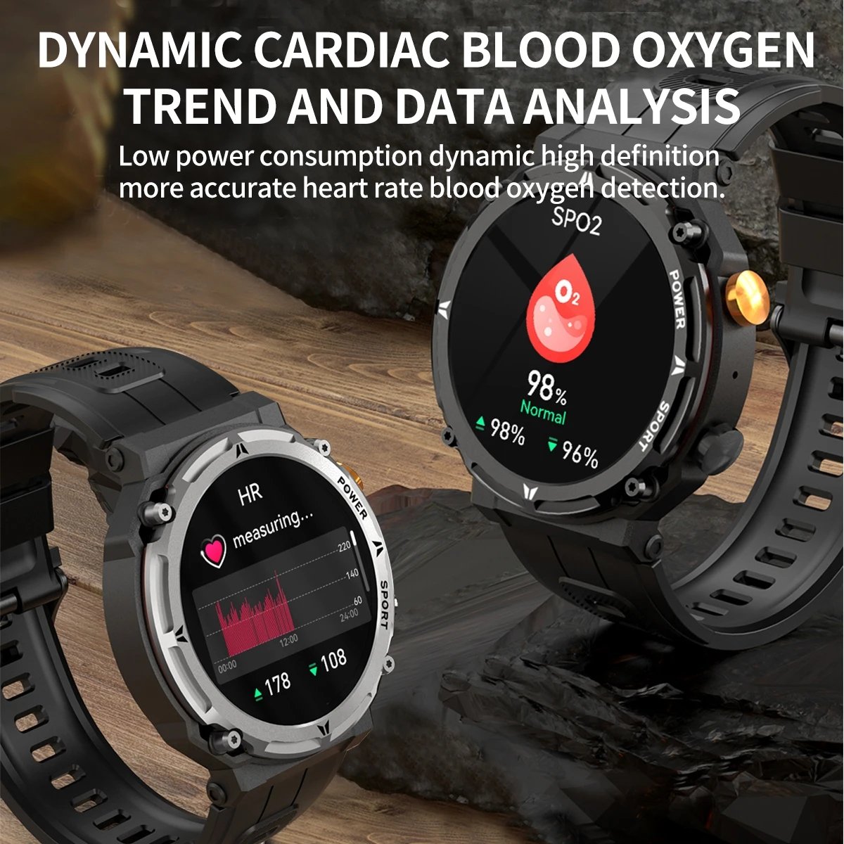 Flyrabbit New C21Pro Smart Watch Men Outdoor Sport Smartwatch With BT Call Voice Assistant Heart Rate 1ATM Waterproof Wristwatch