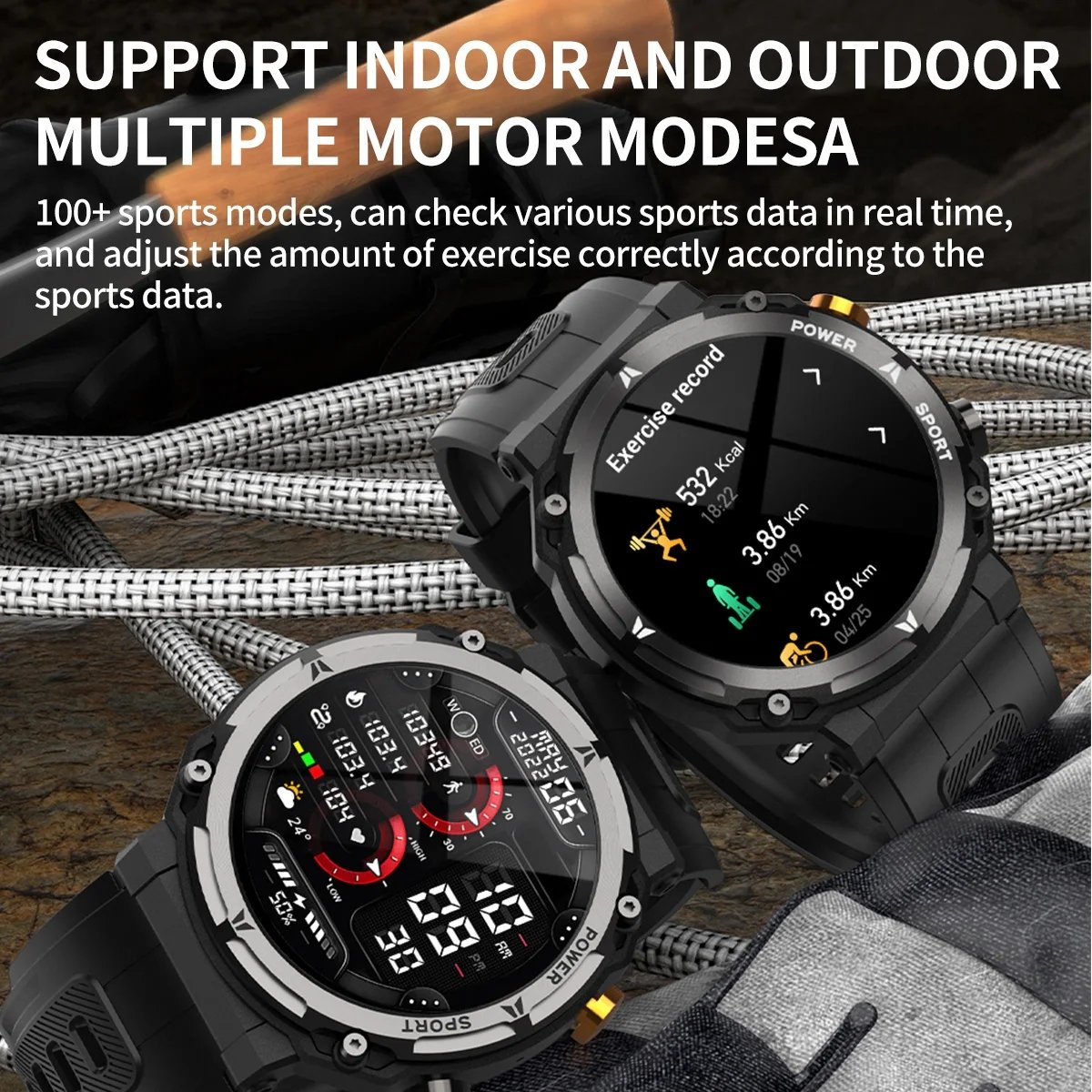 Flyrabbit New C21Pro Smart Watch Men Outdoor Sport Smartwatch With BT Call Voice Assistant Heart Rate 1ATM Waterproof Wristwatch
