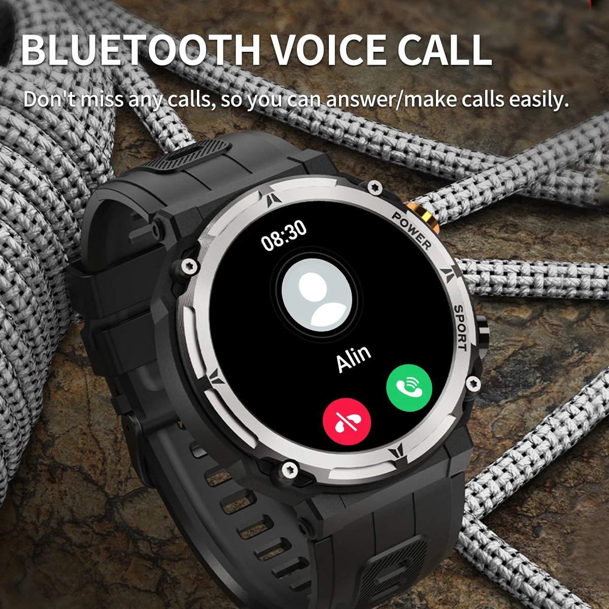 Flyrabbit New C21Pro Smart Watch Men Outdoor Sport Smartwatch With BT Call Voice Assistant Heart Rate 1ATM Waterproof Wristwatch