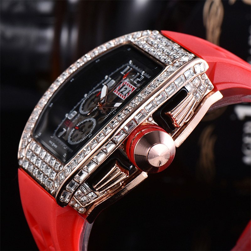RM Quartz Watch for Men Luxury Chronograph Hip Hop Wristwatch Mens Black Wrist Clock Male