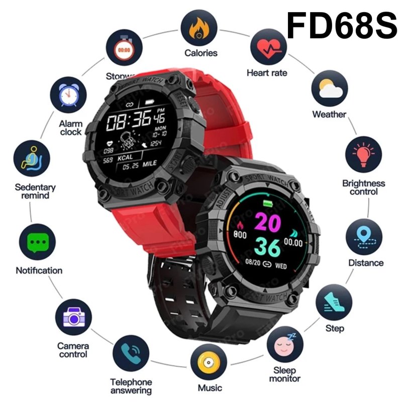 FD68 Smartwatch Fitness Tracker Color Screen Smartwatch FD68 Heart Rate Monitor Fitness Band Smart Watch FD68S