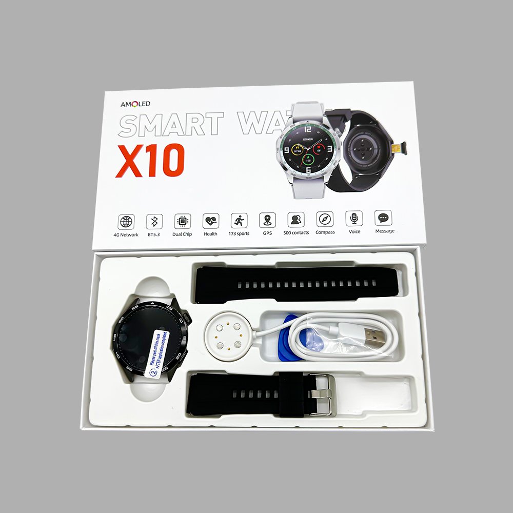 X10 4G Android Smart Watch Phone Mobile Call Sim Card S9 S8 Ultra 4G GPS WIFI Dual Video Camera Men Round Smartwatch