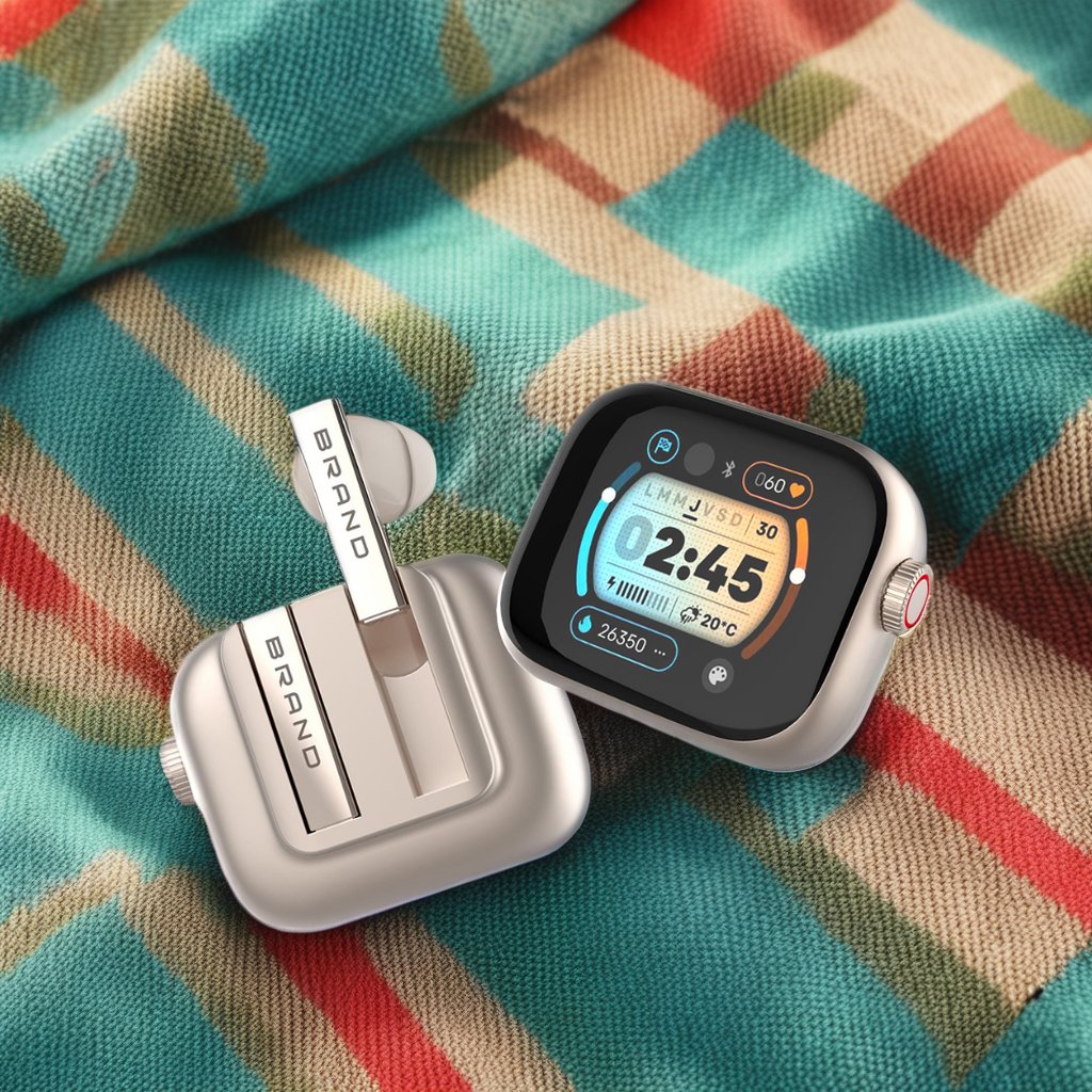 Travel-friendly Digital Smart Watch with Earbuds Wireless V5.3 ENC ANC TWS Noise Cancelling Headphones for Active Lifestyle