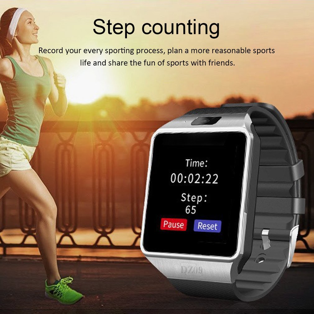 2G Pedometer Step Counter Fitness Montre Heart Rate Monitor Smartwatch DZ09 Smart Watch Sim Card Slot with Camera Men Android