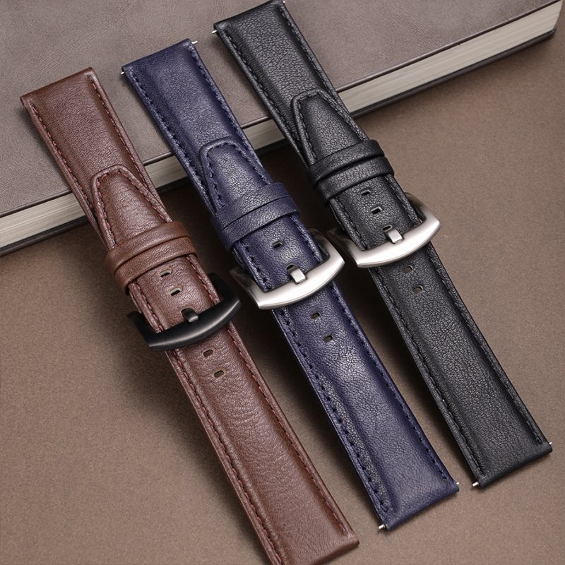 Genuine leather smart Watchbands 20 22mm quick release cow leather wristwatch loop watch strap for men