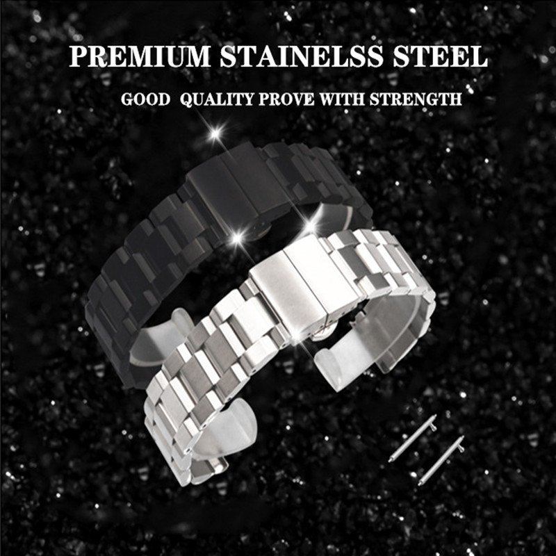 Brushed 18 20 22 mm New fashion interchangeable 304 stainless steel watch with automatic butterfly buckle for smart watch band