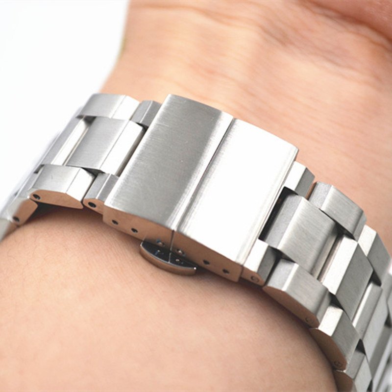 Brushed 18 20 22 mm New fashion interchangeable 304 stainless steel watch with automatic butterfly buckle for smart watch band