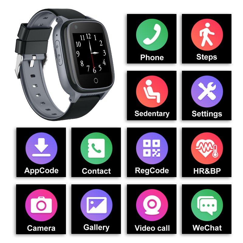 High Quality 4G Elderly GPS Smart Watch with Fall Detection SOS Simple Style