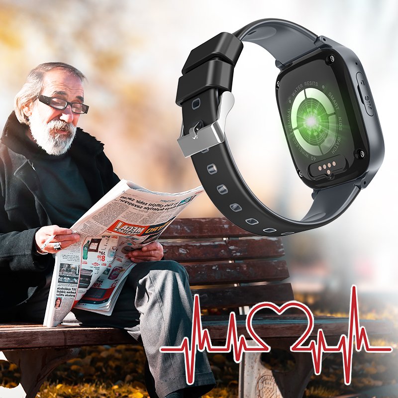 High Quality 4G Elderly GPS Smart Watch with Fall Detection SOS Simple Style