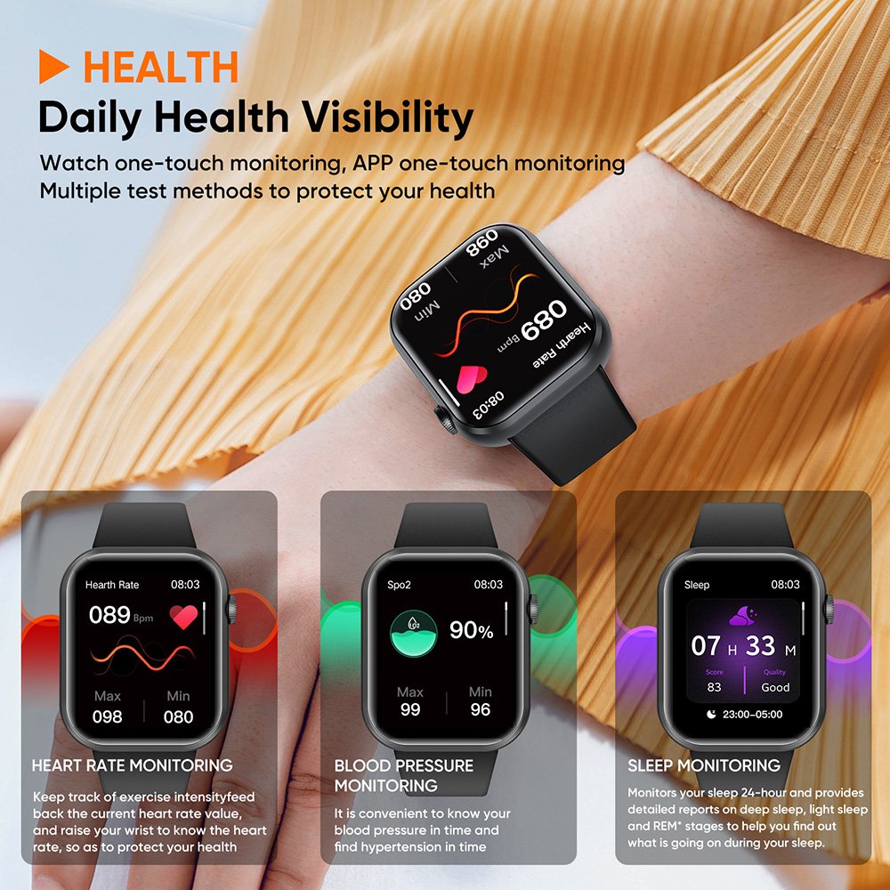 SENBONO Life3 2023 smart watch women square HD screen 1.83'' Blue tooth Call blood pressure Sport Smartwatch Men for IOS Android