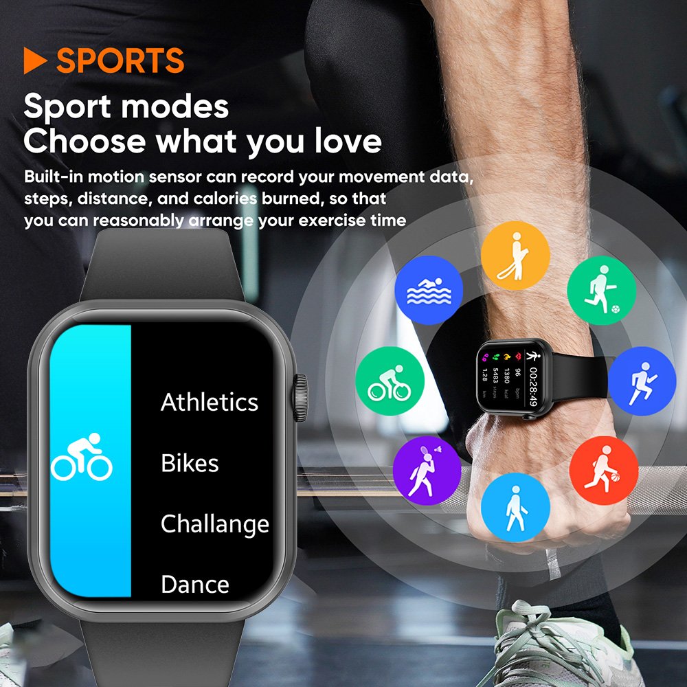 SENBONO Life3 2023 smart watch women square HD screen 1.83'' Blue tooth Call blood pressure Sport Smartwatch Men for IOS Android