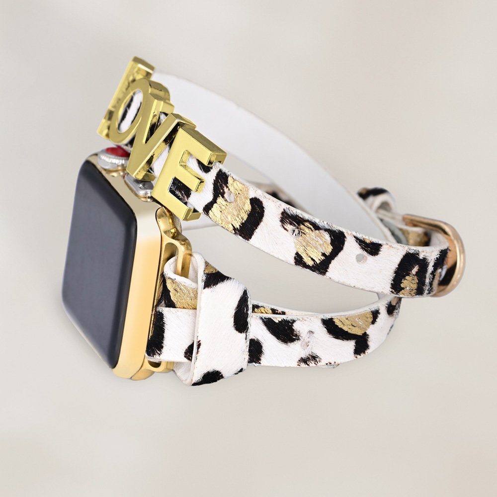Unique Design Genuine Leather iWatch Band Letter Word Leather Bracelet Smart Watch Best Gift for Girl Wholesale Drop-shipping