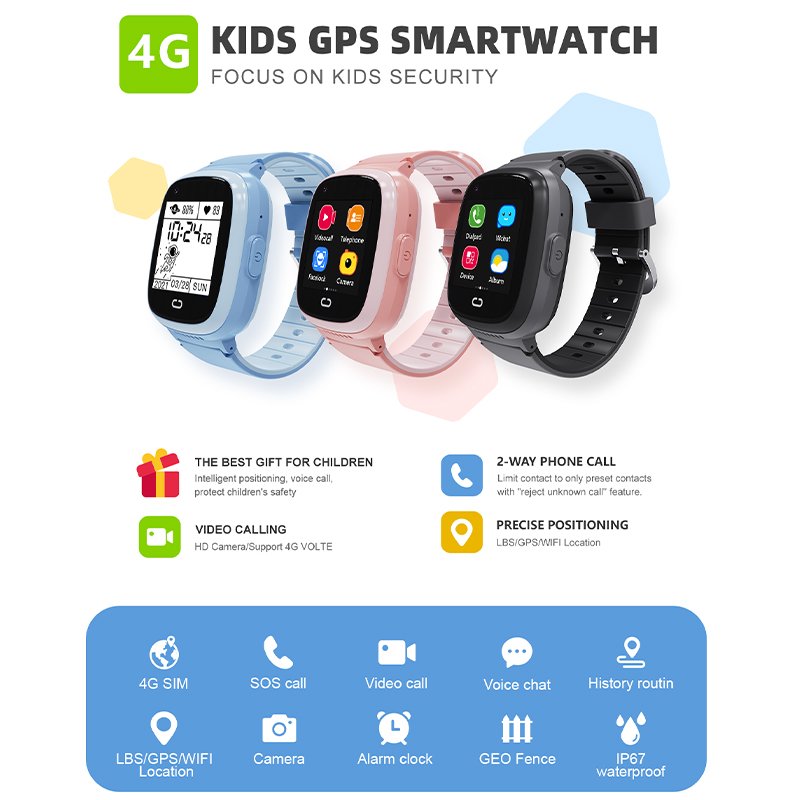 Kids Smart Watch Cellphone Call Smartwatch Clock Waterproof Smartwatch With SIM Card Child Boy Girls Fitness Tracker Watch