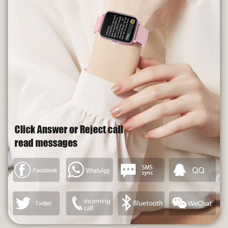 Smart Watch Men Women 1.7inch Full Touch Screen Fitness Tracker Sports Waterproof Heart Rate Smartwatch plus
