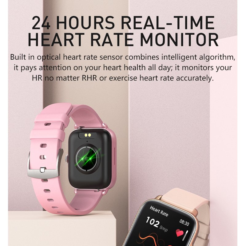 Smart Watch Men Women 1.7inch Full Touch Screen Fitness Tracker Sports Waterproof Heart Rate Smartwatch plus