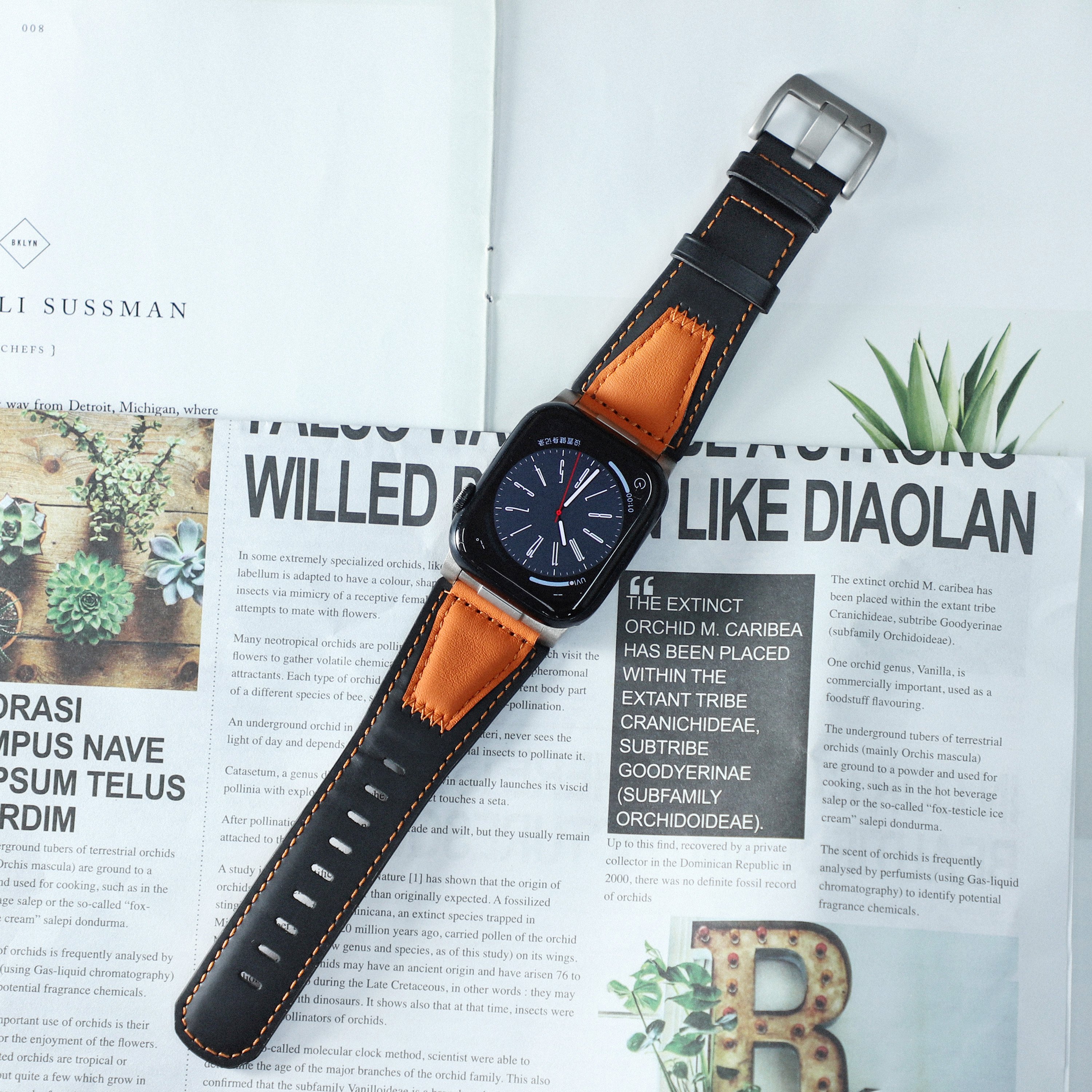 Factory customization leather smart watch band Smart Strap Touch Buckle Strap 42mm 44mm 45mm 49mm Strap Two tone Strap