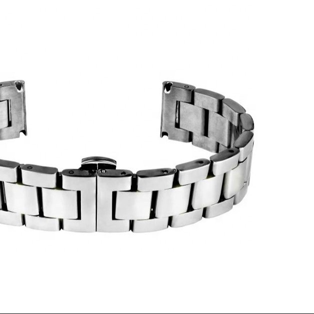 Luxury Unisex 22mm Metal Watch Band GD008 Solid Stainless Steel Wristbands Smart Watch Bands with Rubber Silver Accessory