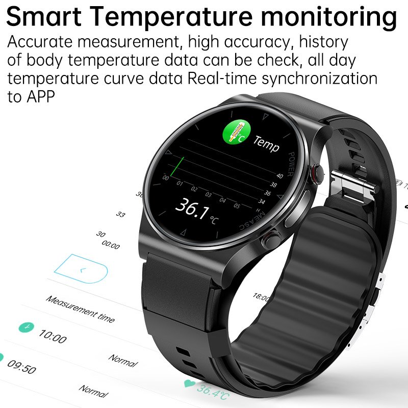 Smart watch temperature blood pressure sleep tracking monitor with detecting sleep statistics analysis band watch ecg