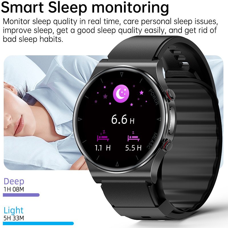 Smart watch temperature blood pressure sleep tracking monitor with detecting sleep statistics analysis band watch ecg