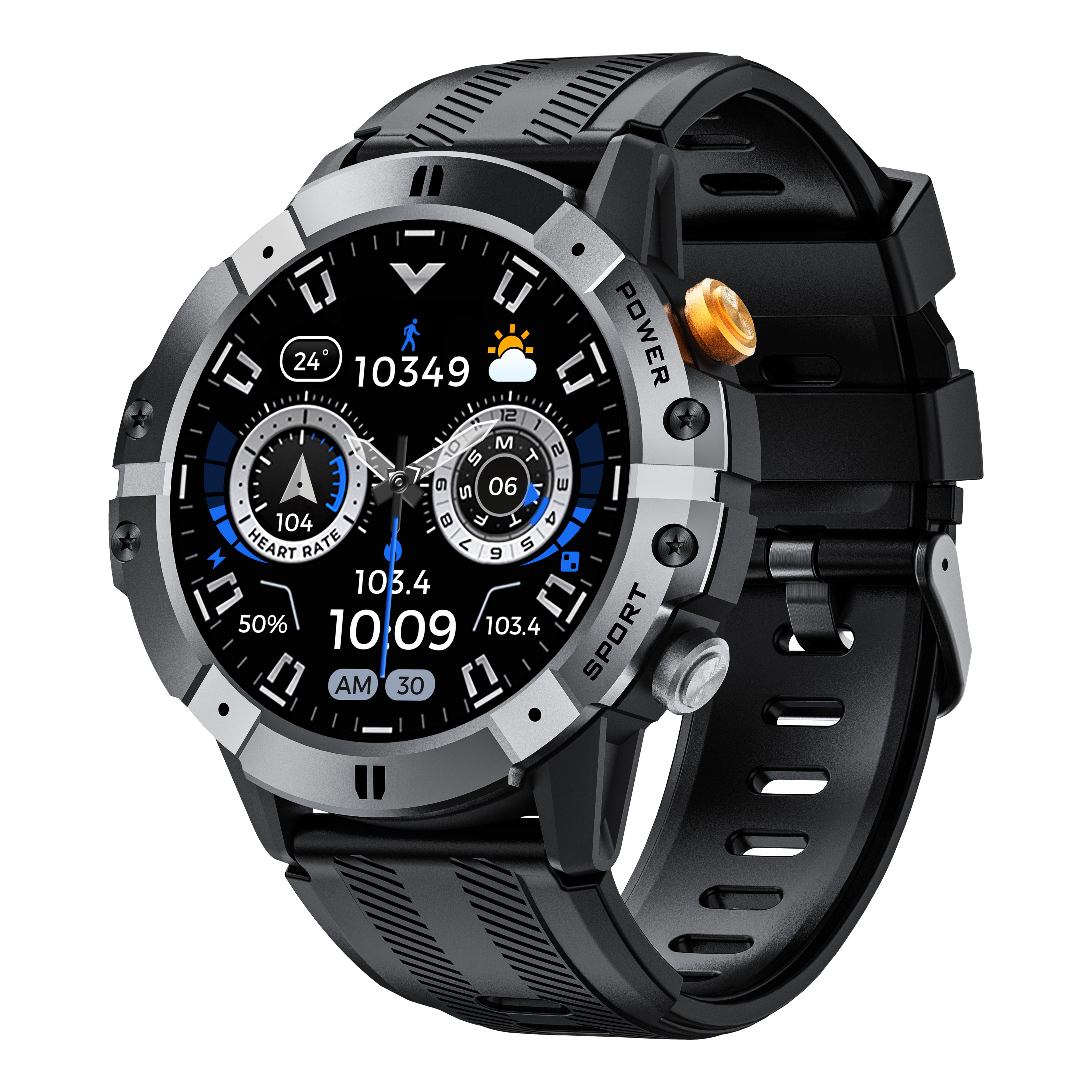 C29 Outdoor Smartwatch Sport Heart Monitoring 1.52" Round Screen BT Call AI Assistant 1ATM Waterproof Smart Watch 410mAh Battery