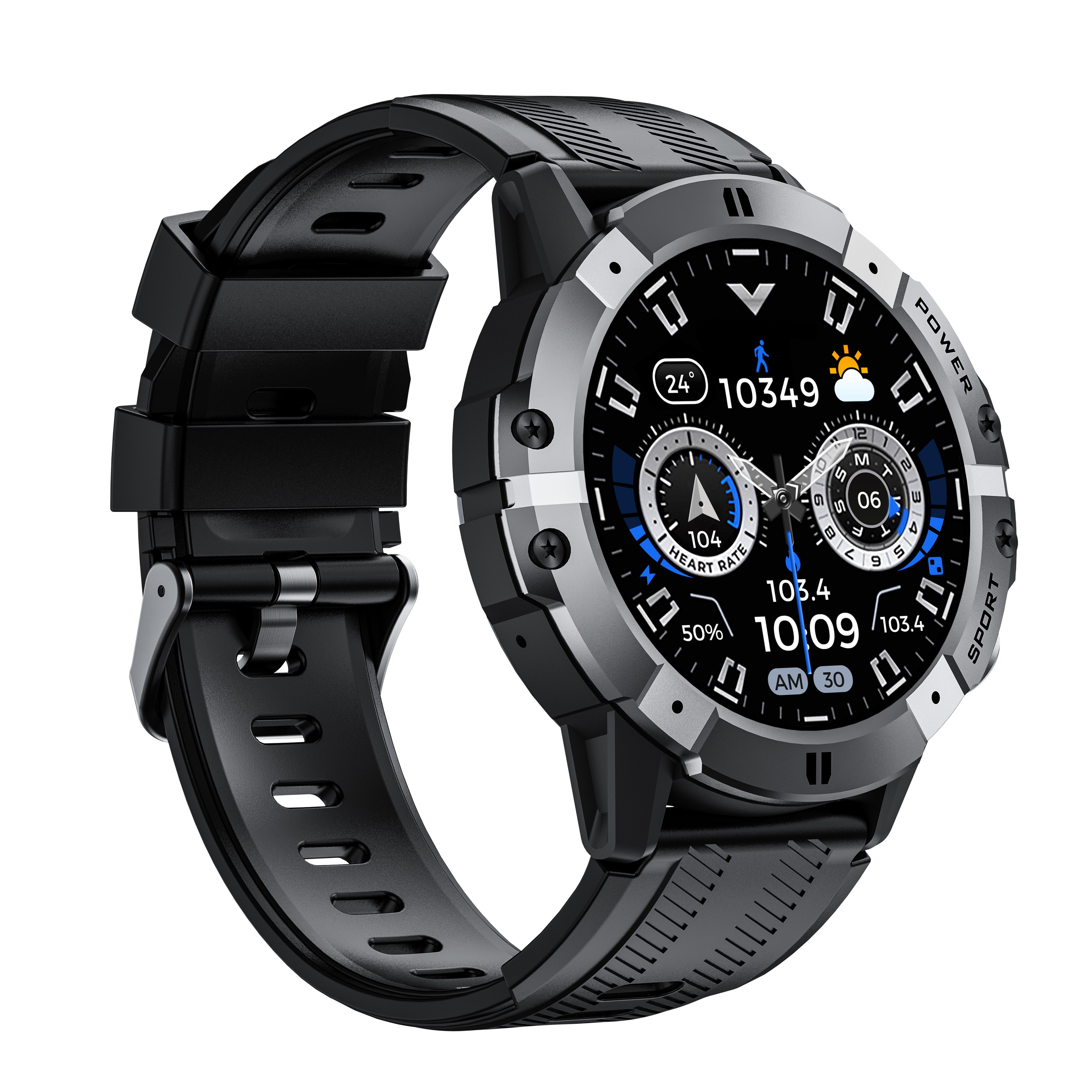 C29 Outdoor Smartwatch Sport Heart Monitoring 1.52" Round Screen BT Call AI Assistant 1ATM Waterproof Smart Watch 410mAh Battery