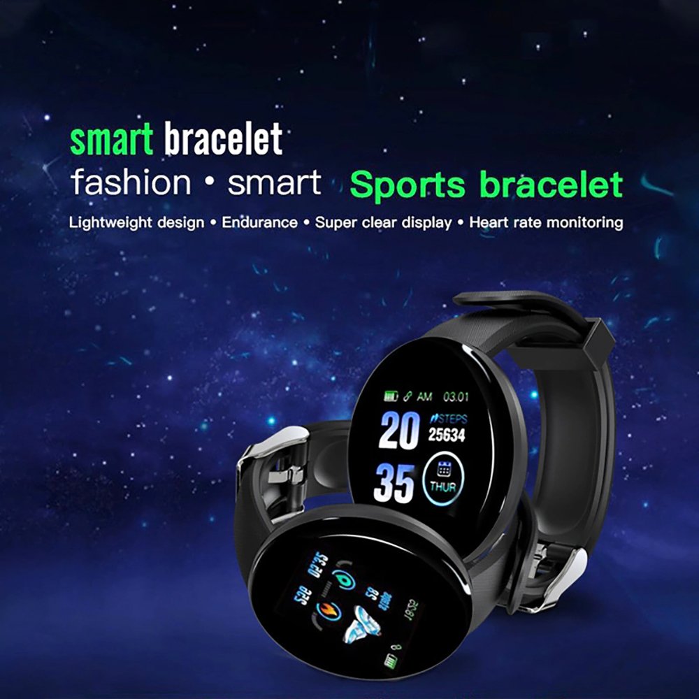 D18 Smart Watch women Fitness Tracker Round Heart Rate Blood Pressure Smart Bracelet Waterproof Sport Smartwatch