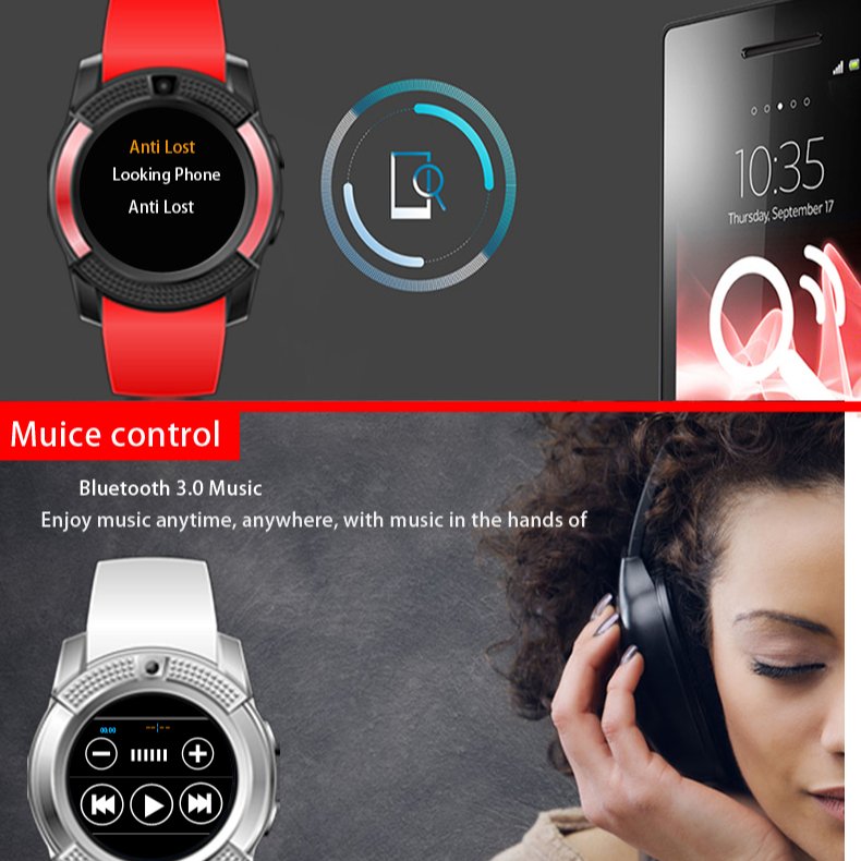 Sport Watch Anti-lost Smartwatch Support SIM TF Card Clock Smart Calling Watch Reloj Inteligente V8 Smart Watch
