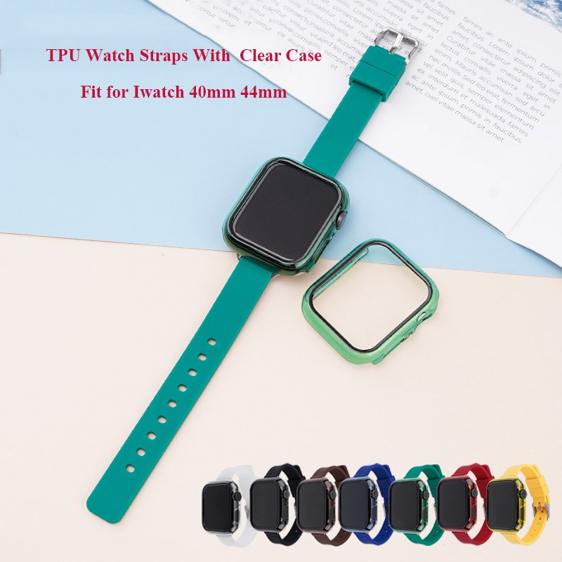 Classic Quick Release Soft Silicone Replacement Watch Strap With Protective Cover For Smart Watch 38/40/41mm 42/44/45mm