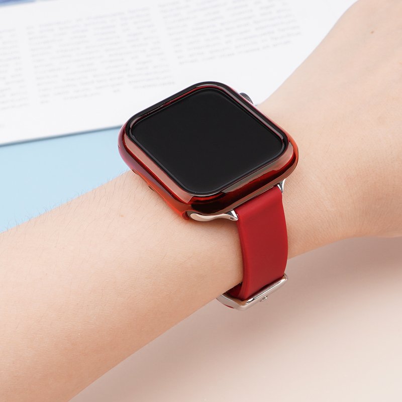 Classic Quick Release Soft Silicone Replacement Watch Strap With Protective Cover For Smart Watch 38/40/41mm 42/44/45mm