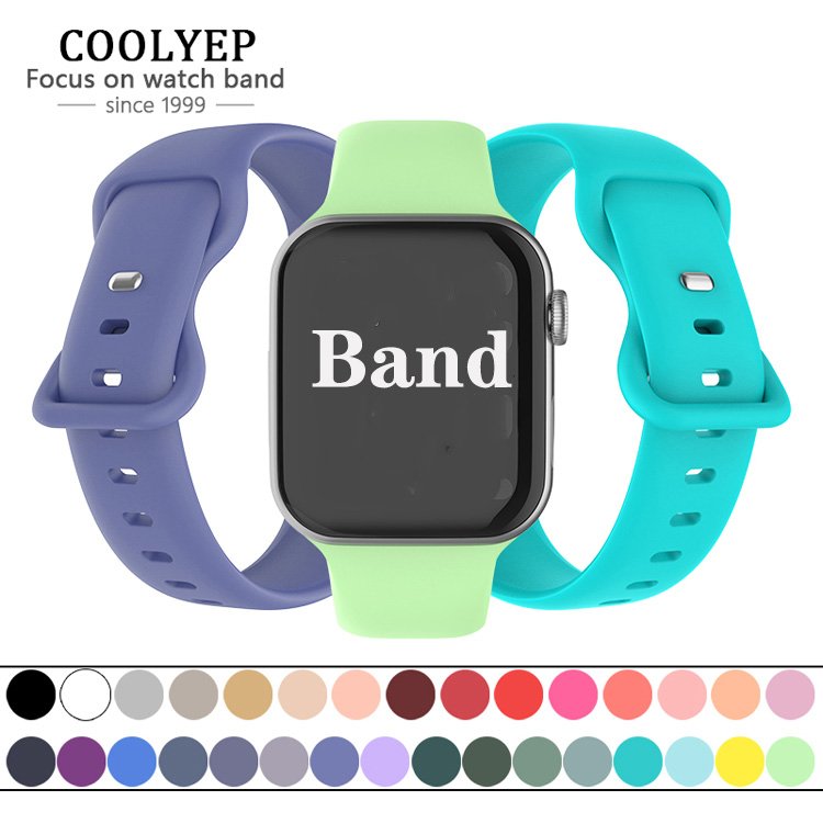 COOLYEP Customized Soft Silicone Smart Watch Strap Coolyep Bands Fit for Apple iWatch 4/5/6/7 Sizes 40mm 41mm 44mm 45mm
